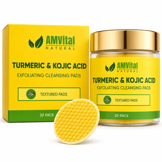 AMVital front packaging showing turmeric kojic acid pads and convenience