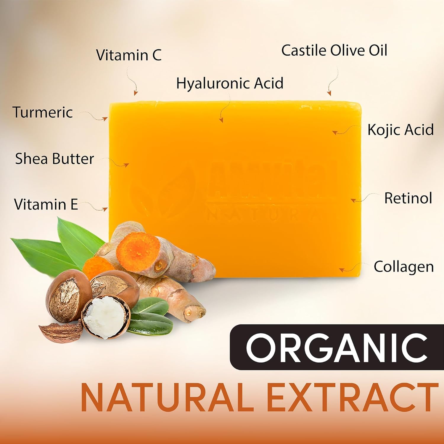 Close-up of AMVital soap bar texture highlighting smooth cleansing surface