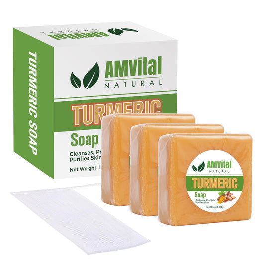 AMVital soap front packaging showing turmeric and lemongrass freshness