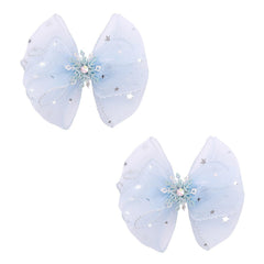 Amybasic front view of sky blue princess bow showing elegant shape and sparkle