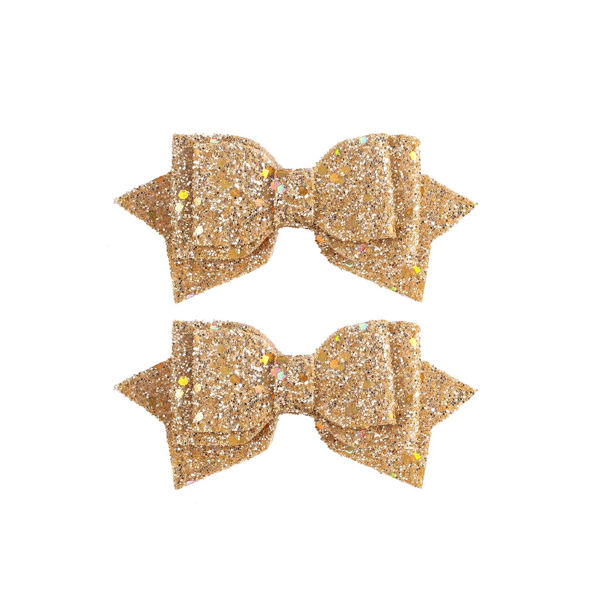 Amybasic front view of gold sequin clip shows sparkle and style benefit