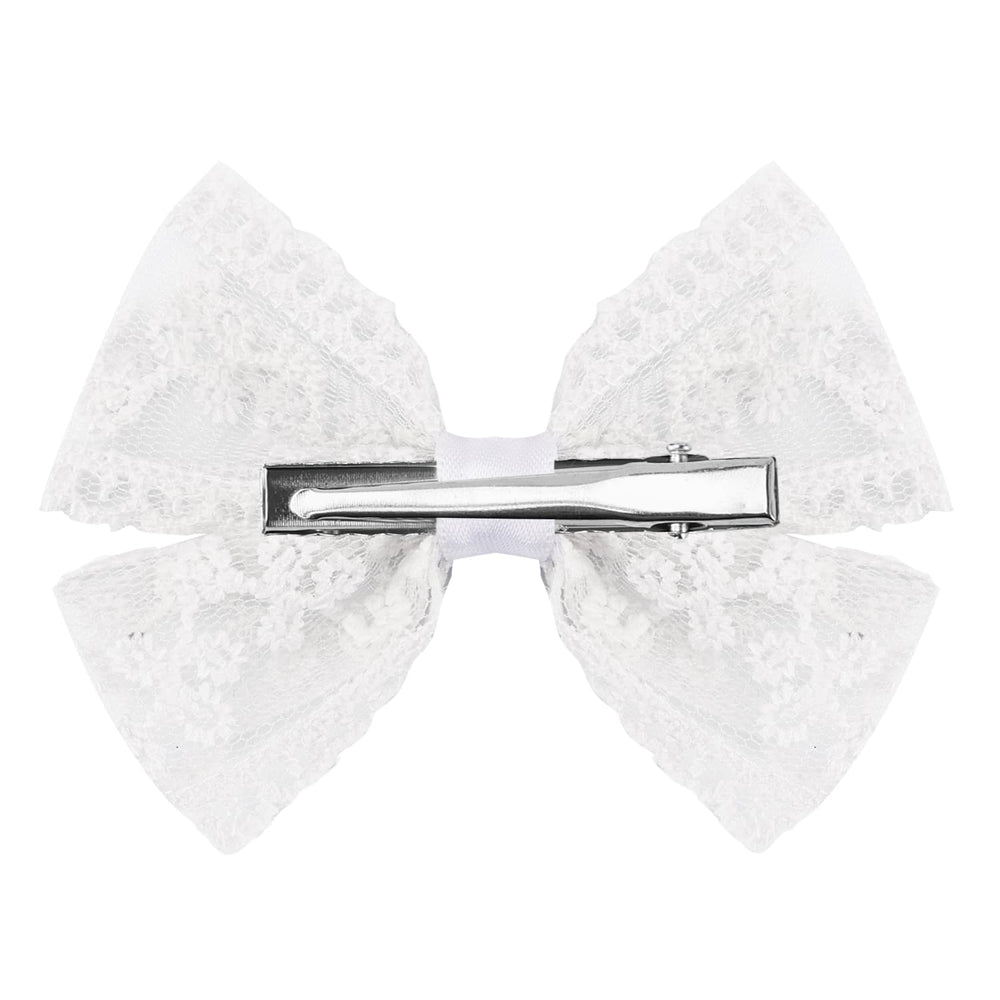 Amybasic bow clip worn in a child’s hair showing secure hold and pretty accent