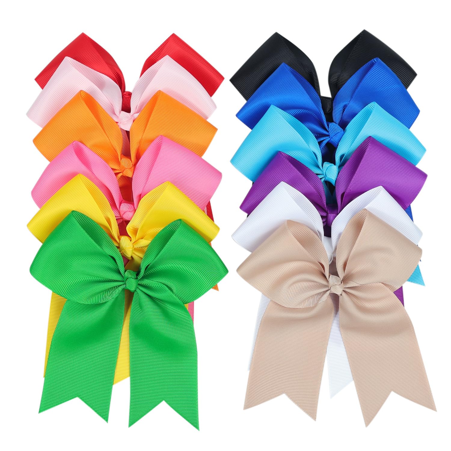AMYDECOR front view of 12-piece bow set showing colors and full shape benefit: easy outfit matching