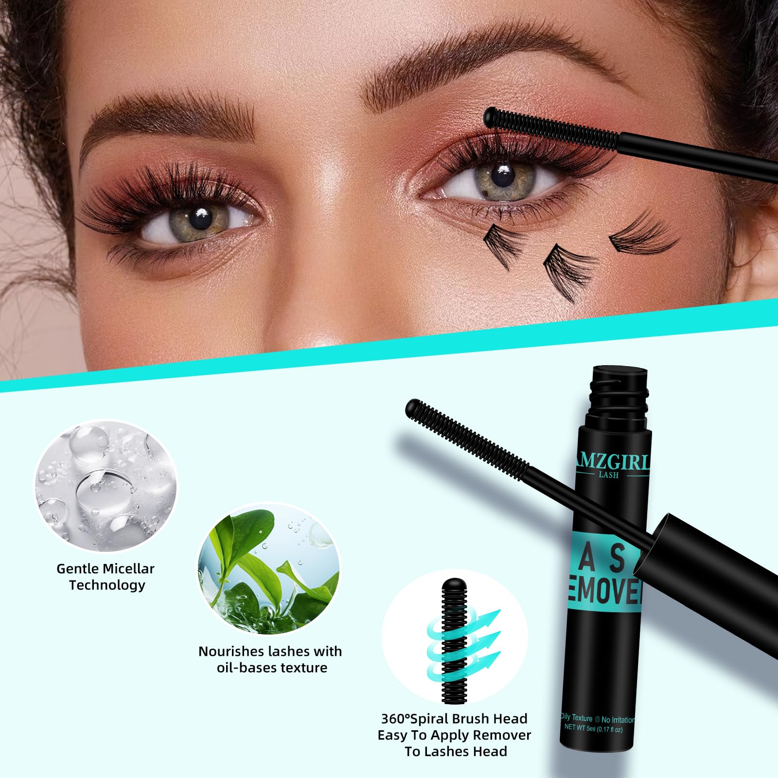 AMZGIRL LASH dropper applicator close-up allowing precise, controlled glue remover placement
