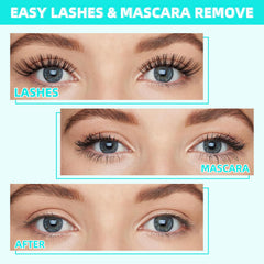 AMZGIRL LASH remover applied to cluster lashes showing gentle in-use removal benefit