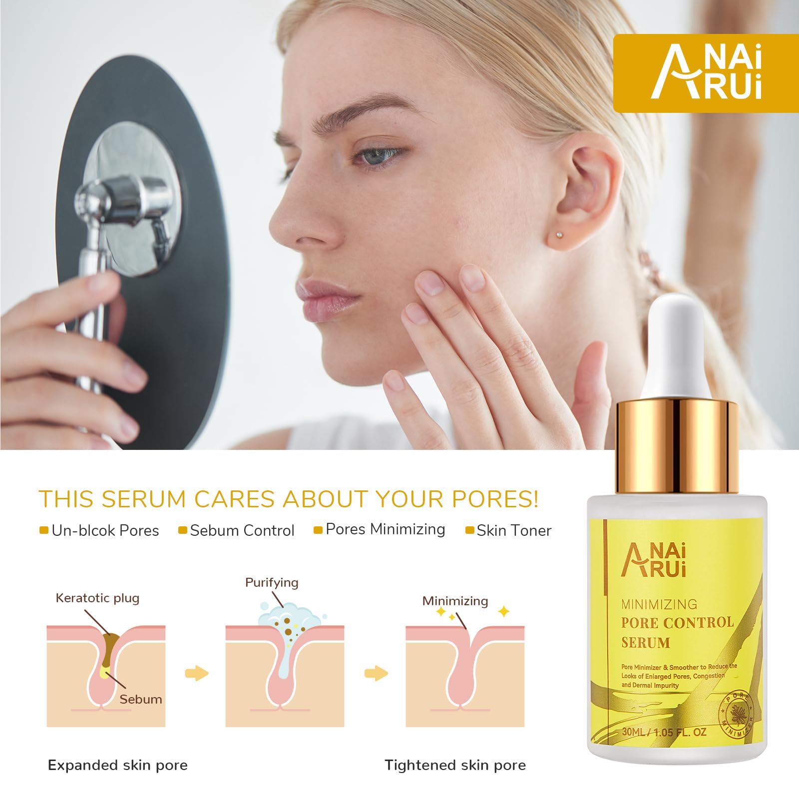 ANAI RUI bottle with natural ingredient flatlay suggesting calming botanicals