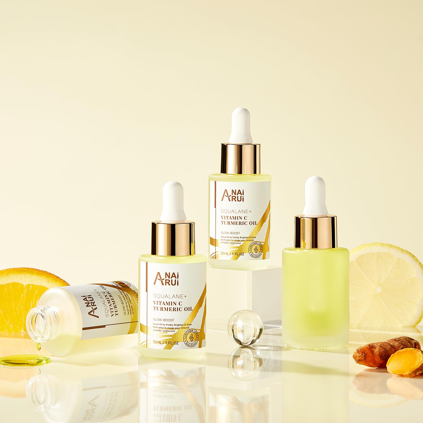 ANAI RUI on bathroom vanity in lifestyle scene for daily skincare routine