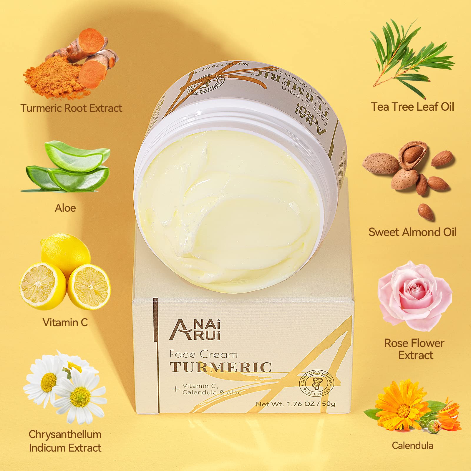 ANAI RUI product beside measuring spoon to show compact 1.76 oz size convenience