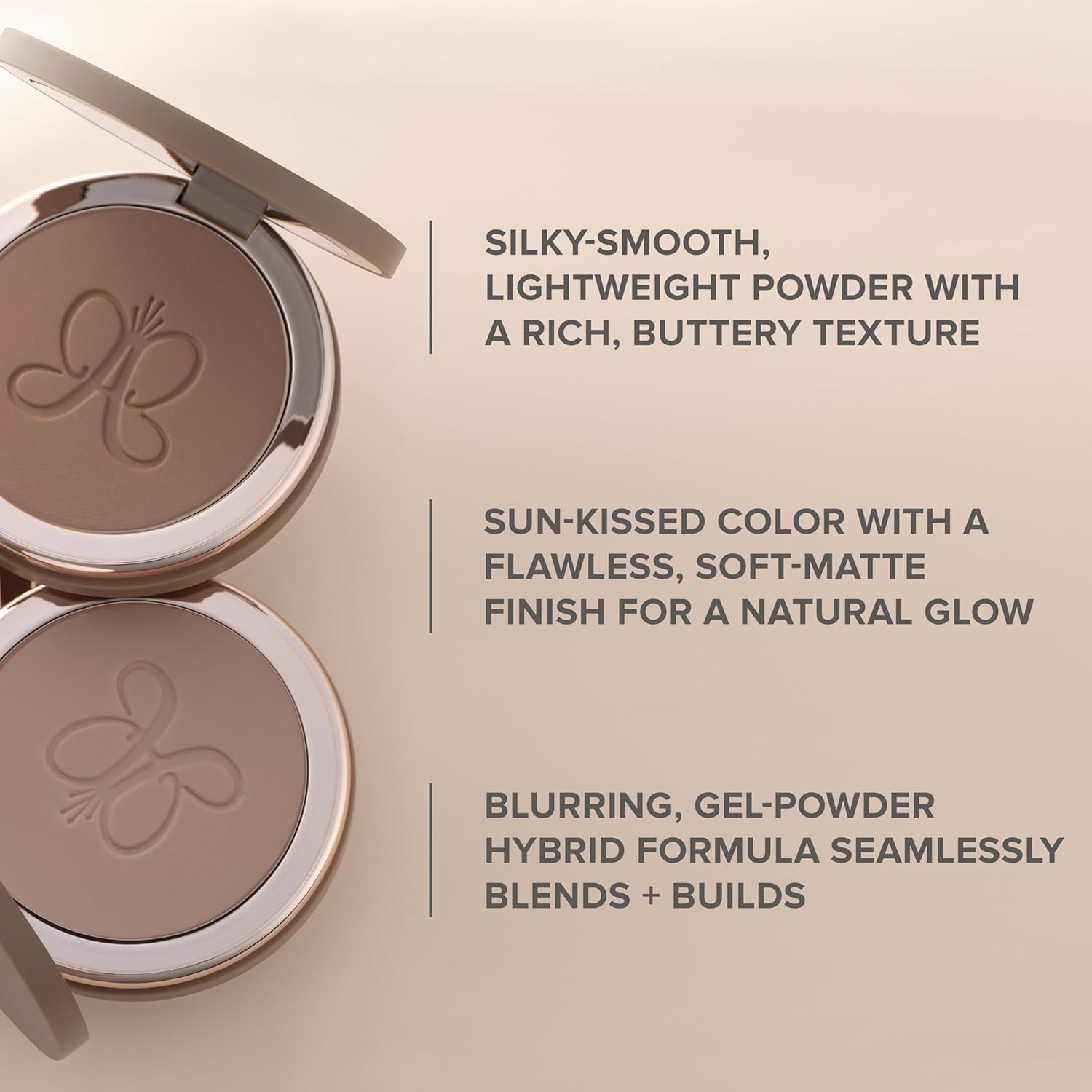 Anastasia Beverly Hills compact held in hand demonstrating compact size and portability