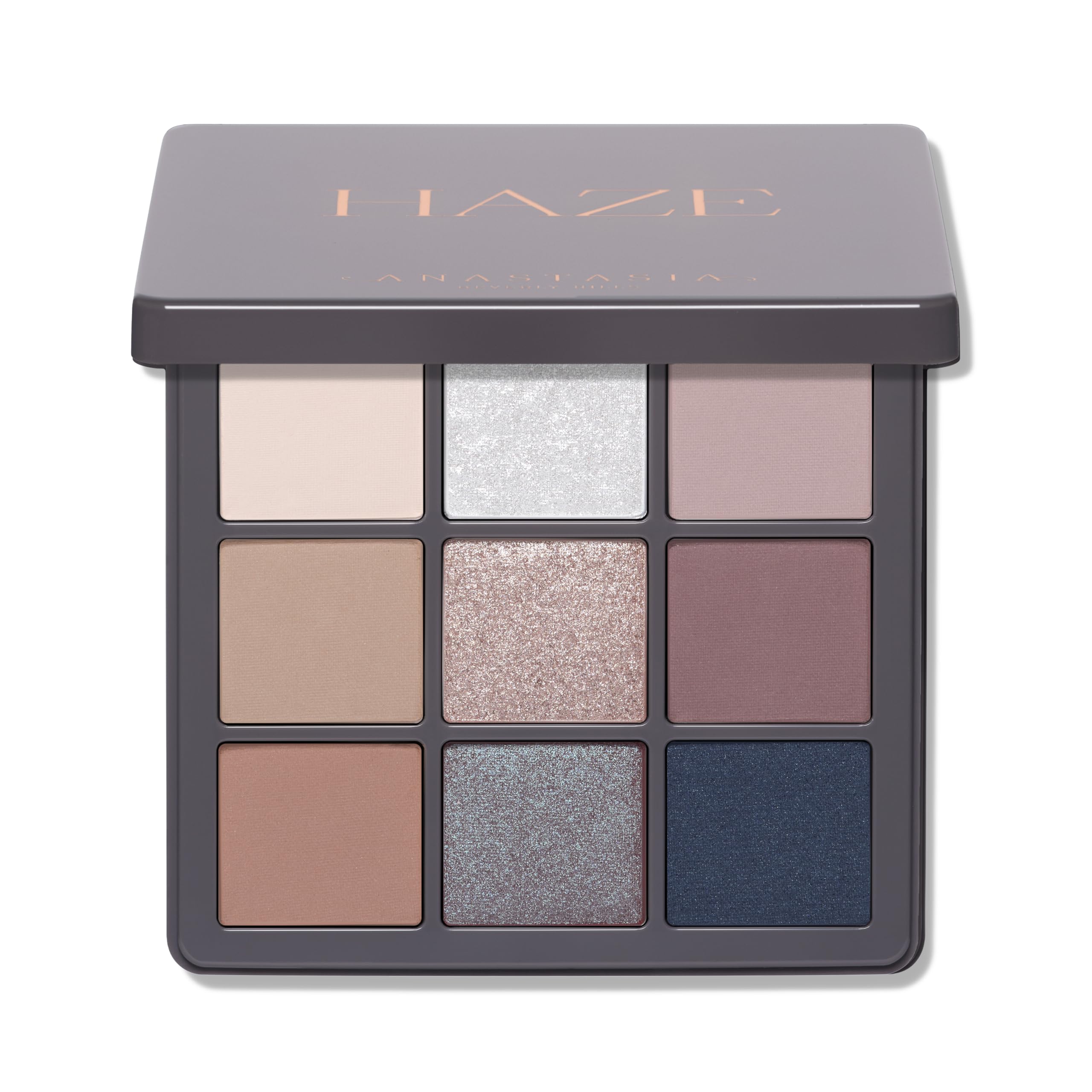 Anastasia Beverly Hills front compact showing sleek case and logo, travel-ready convenience