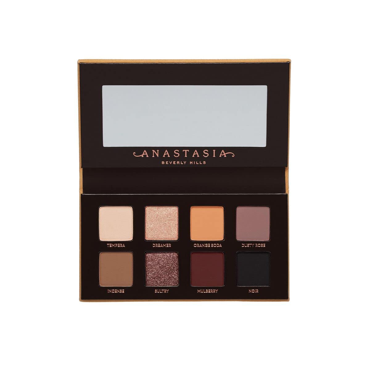 Anastasia Beverly Hills mini palette open with large mirror aiding on-the-go application