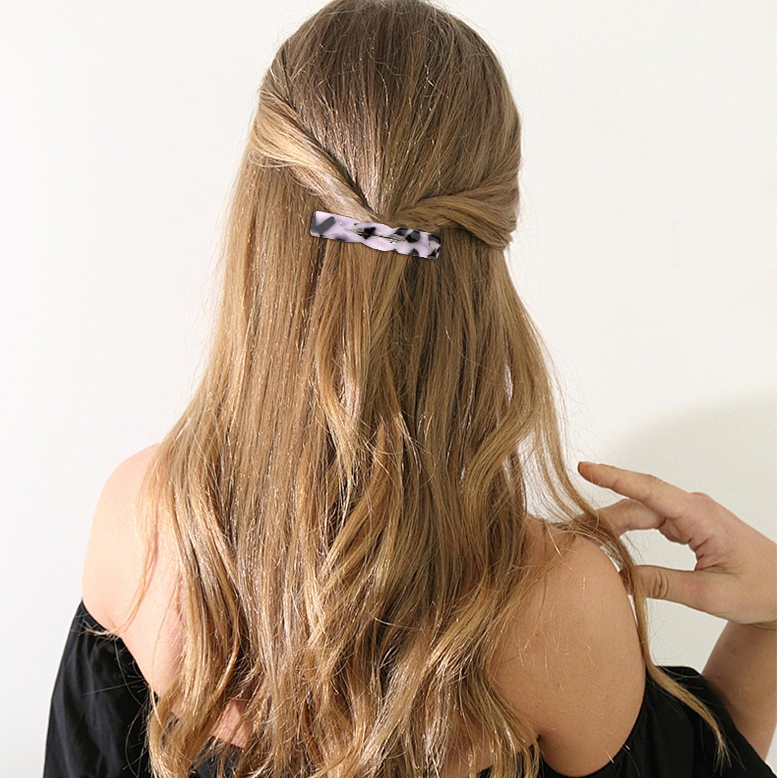 ANBALA barrette in fine hair half-up style showing neat hold and styling benefit