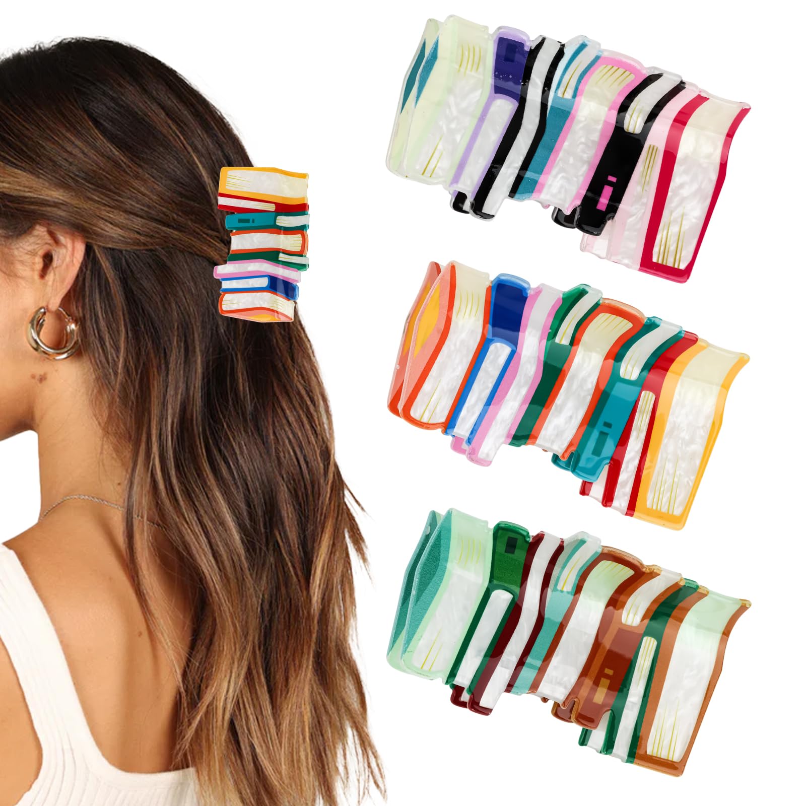 ANBALA book clips front view showing three vibrant colors and playful design