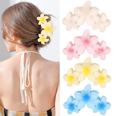 ANBALA front packaging showing four colorful plumeria clips and durable design benefit