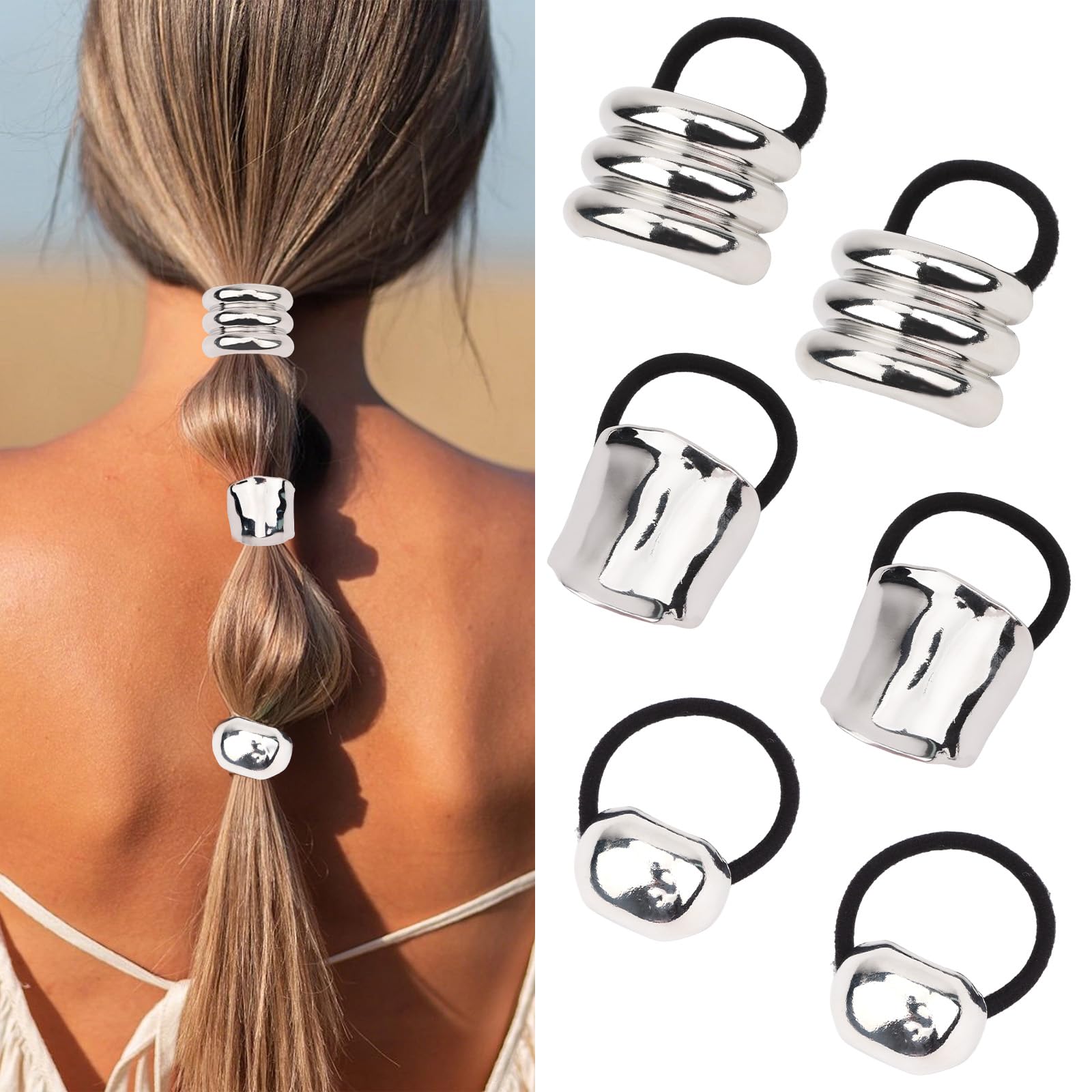 ANBALA front view showing six silver cuffs and packaging, polished look benefit