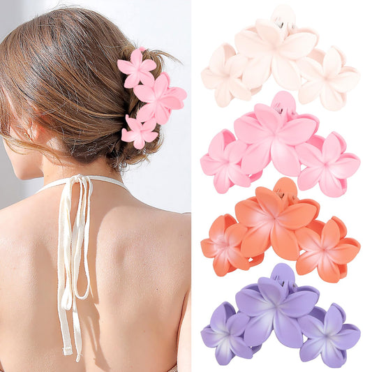 ANBALA front packaging view showing four colorful plumeria clips and secure hold