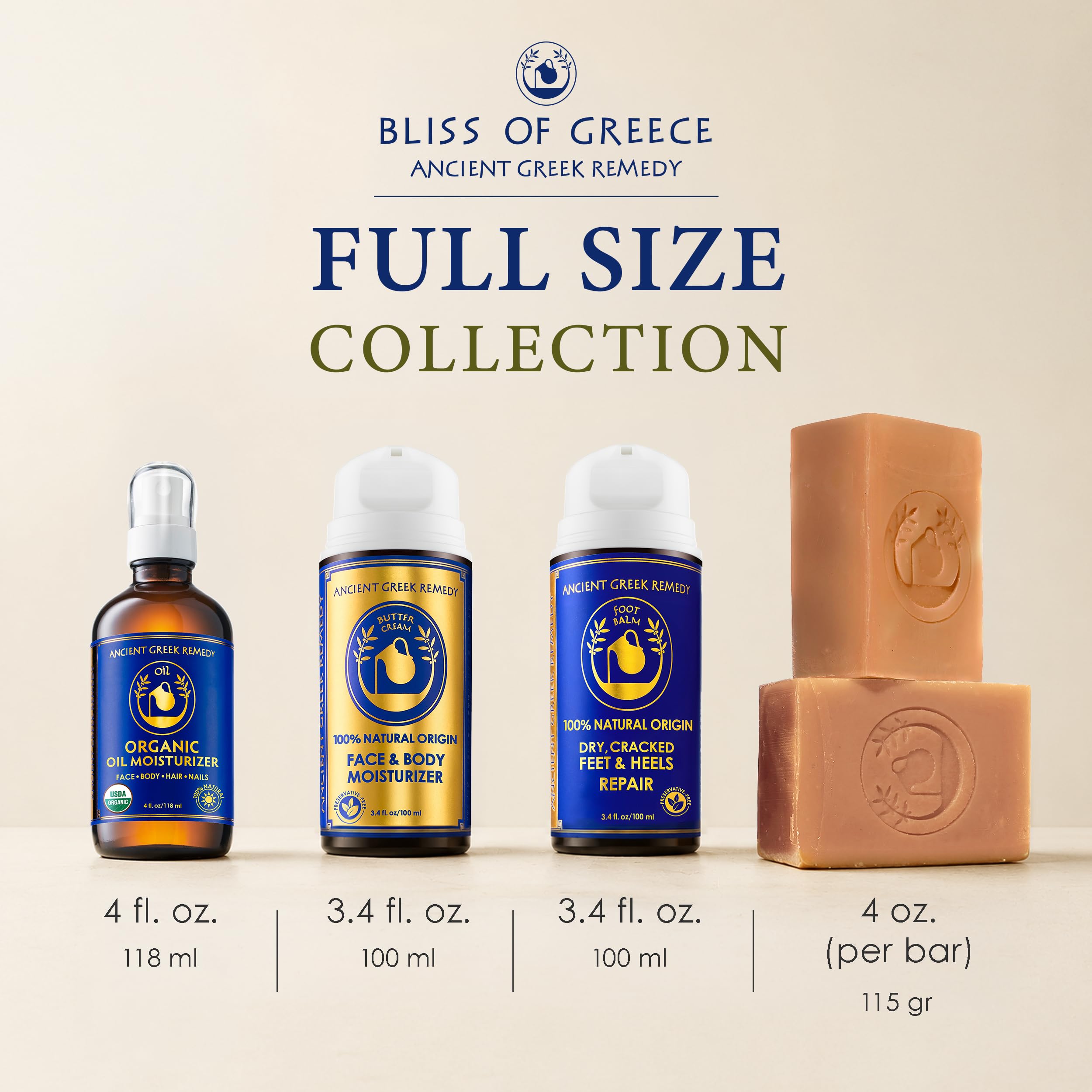 Ancient Greek Remedy products arranged in bathroom scene for calming self-care routine