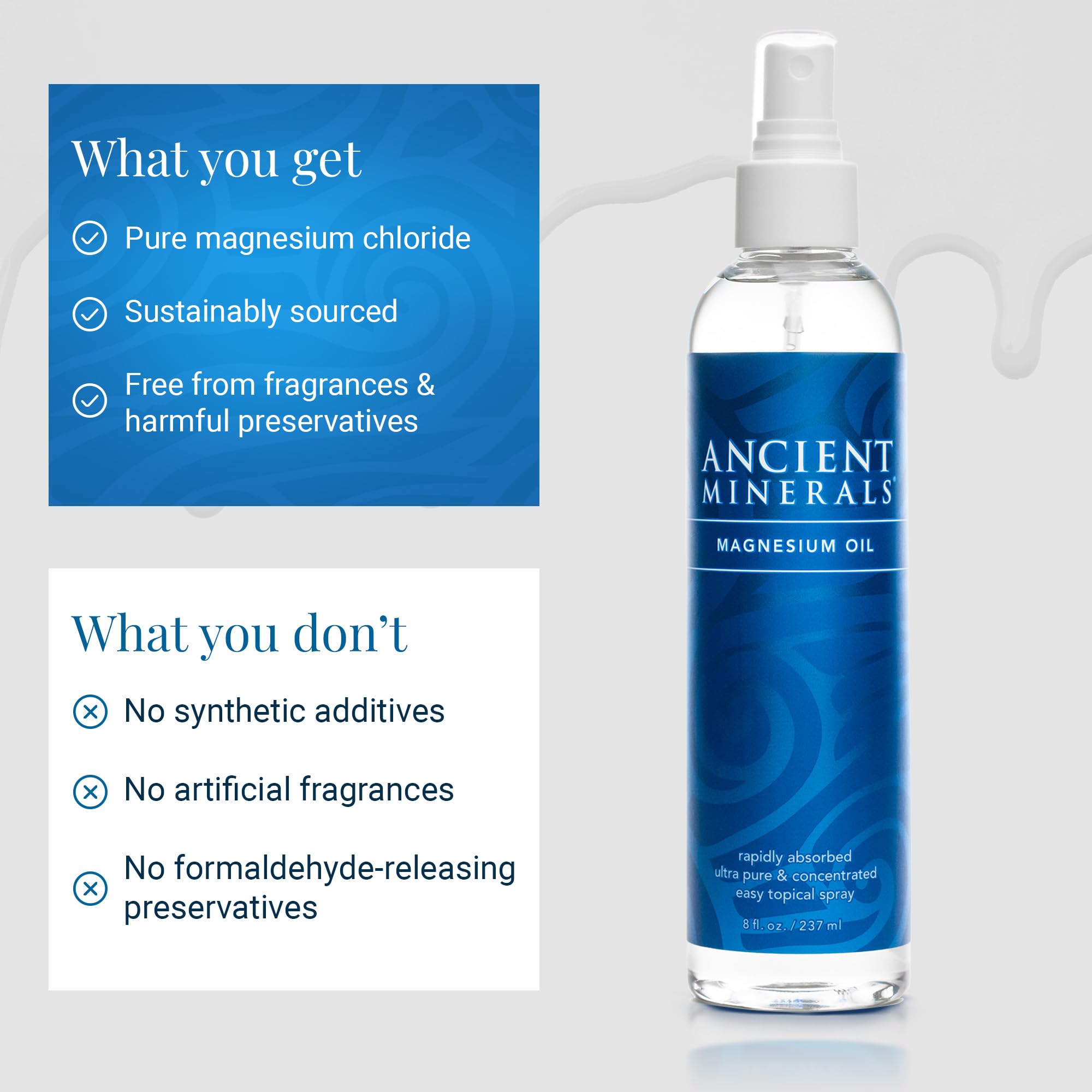 Ancient Minerals texture on skin illustrating quick absorption benefit