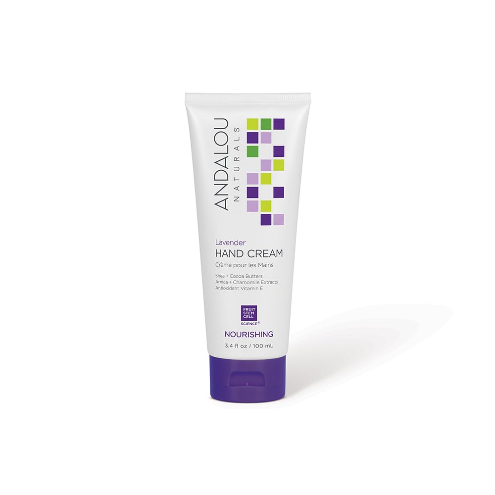 Andalou Naturals lavender hand cream tube front view nourishes and soothes hands