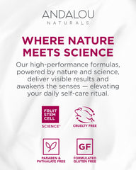 Andalou Naturals product label and certifications displaying cruelty-free promise