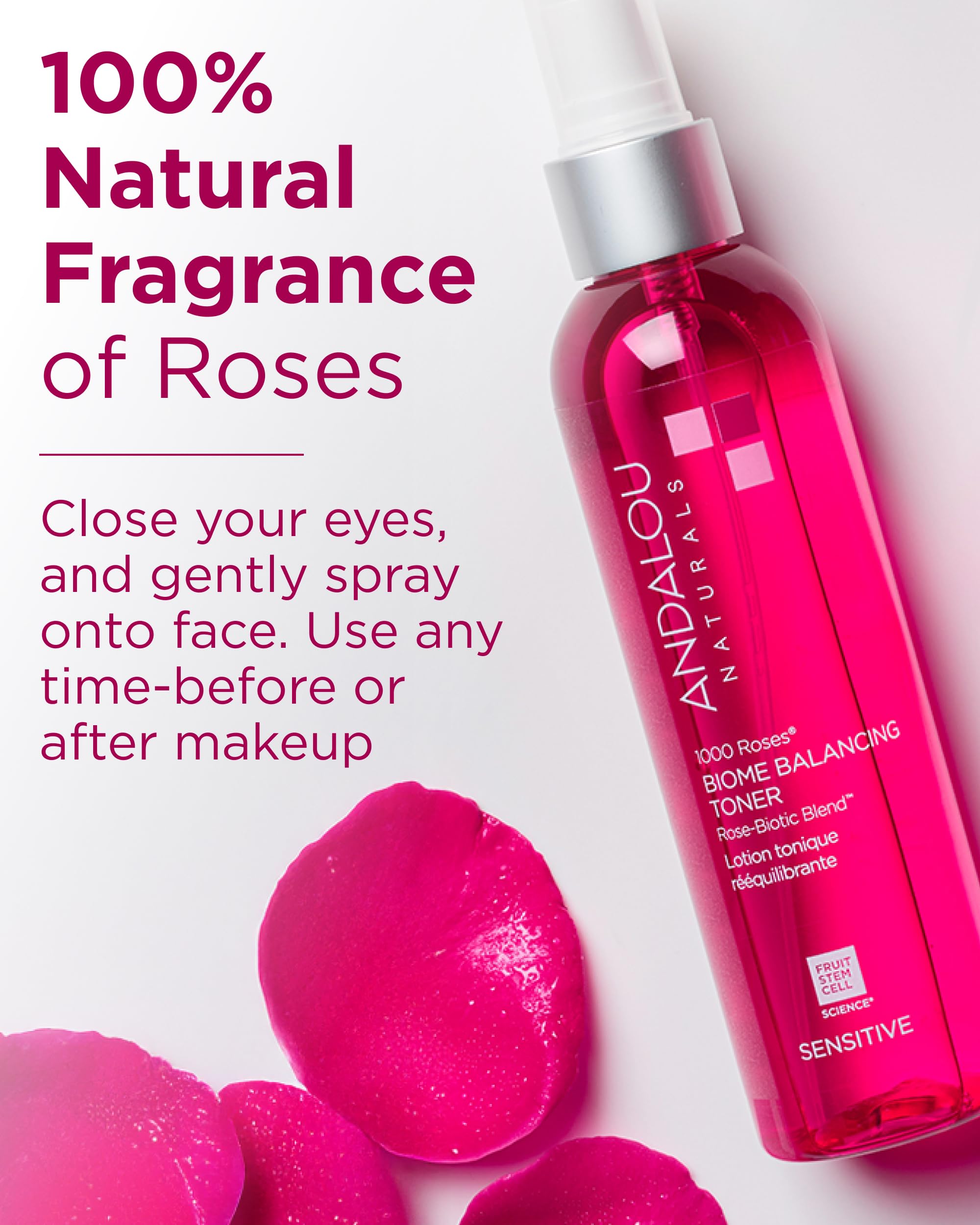 Andalou Naturals texture on hand shows lightweight hydrating formula and quick absorption