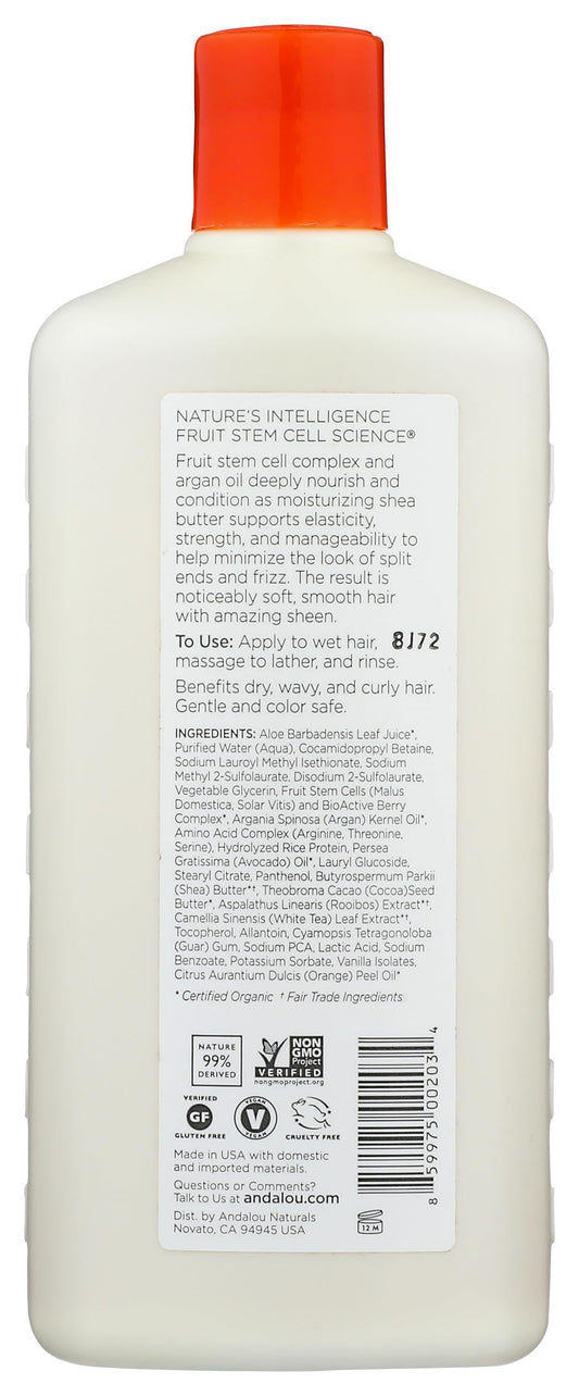 Andalou Naturals back label highlighting ingredients and usage benefits