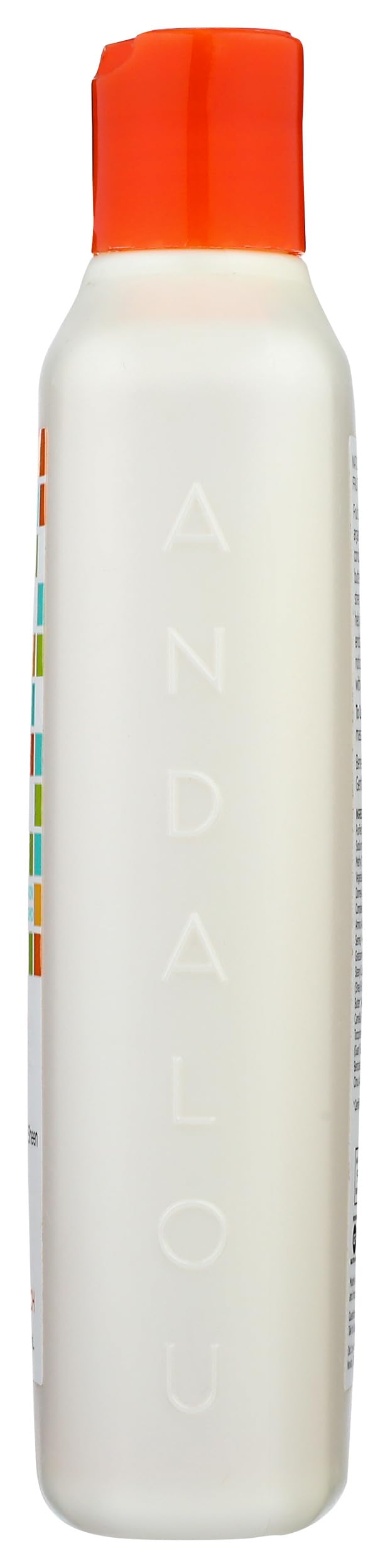 Andalou Naturals 11.5 ounce bottle beside common items showing true scale