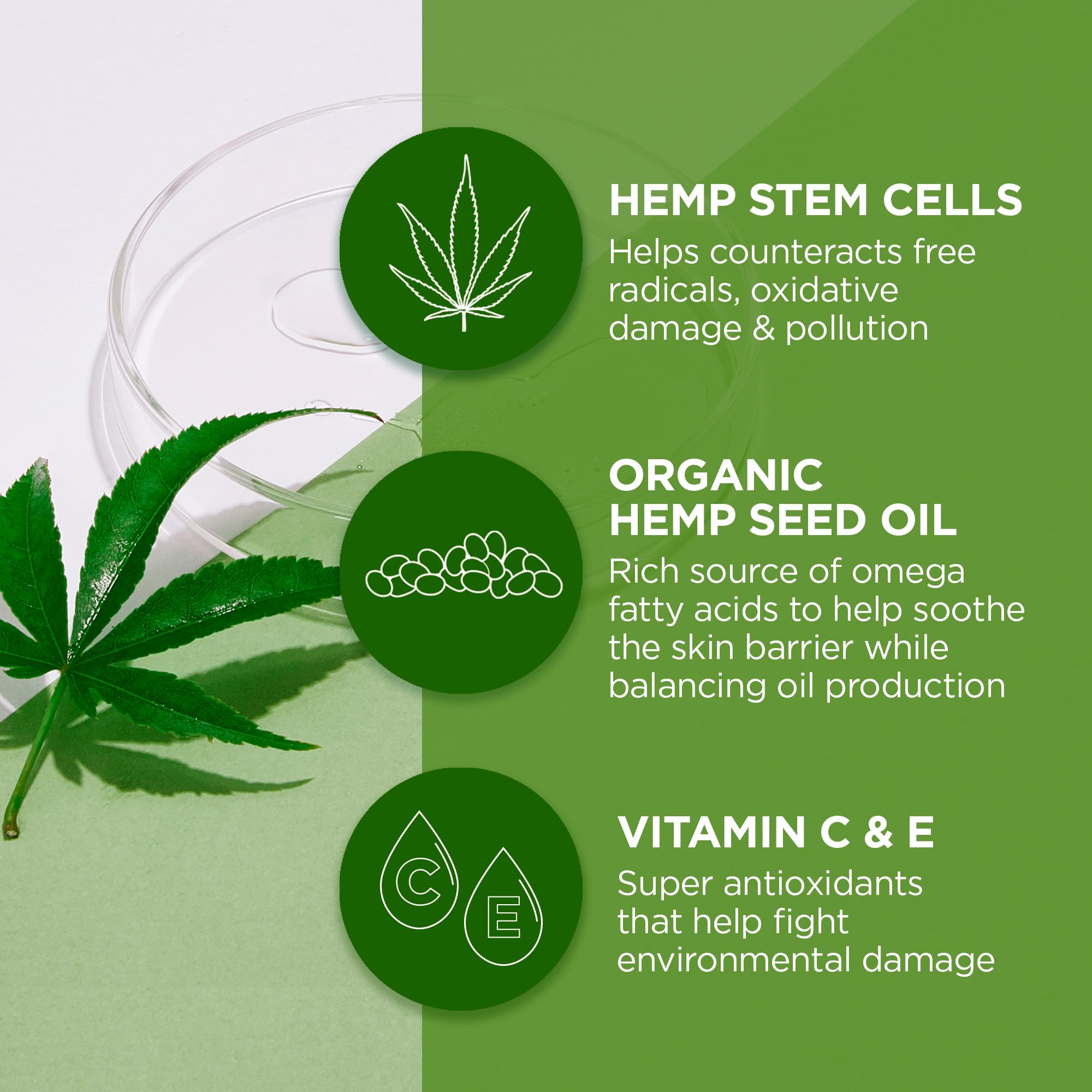 Andalou Naturals ingredients label close-up highlighting hemp stem cell details