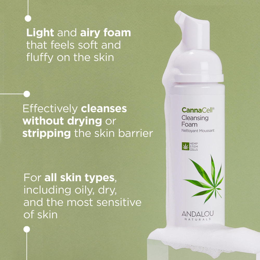 Andalou Naturals foam texture close-up illustrating airy lather and soft feel