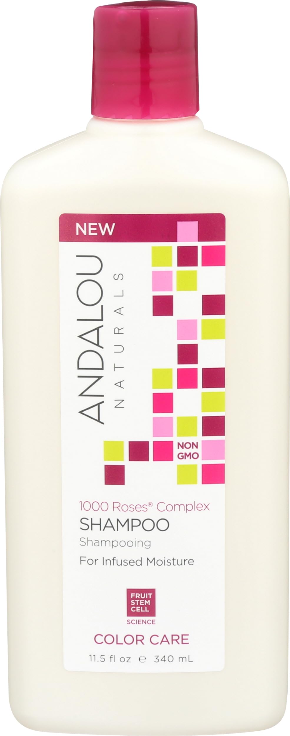 Andalou Naturals front bottle showing 1000 Roses label and benefits