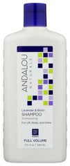 Andalou Naturals front bottle showing lavender and biotin for volumizing benefits