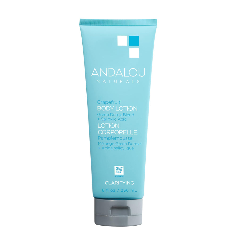 Andalou Naturals front lotion bottle showing packaging and benefits