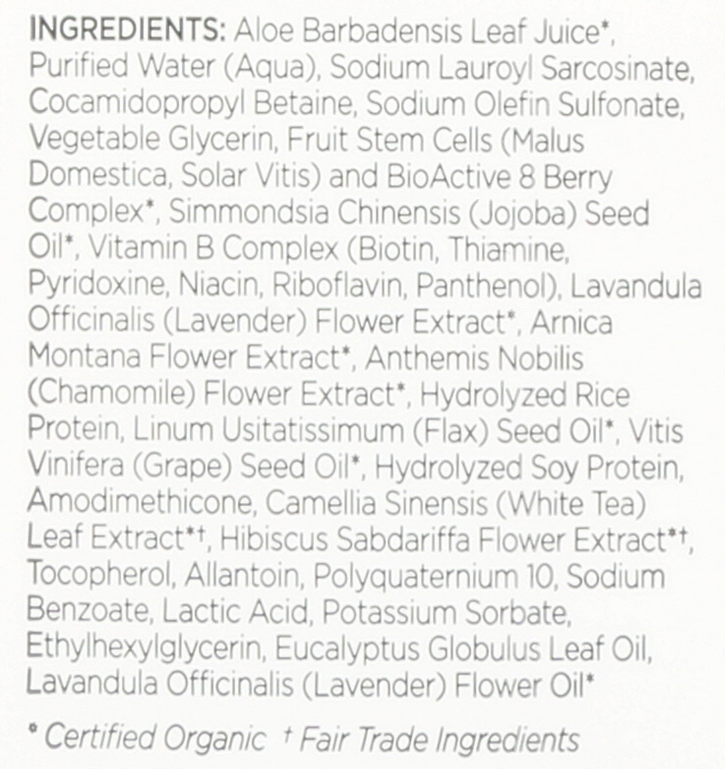 Andalou Naturals lavender and fruit stems flatlay showing botanical ingredient benefits