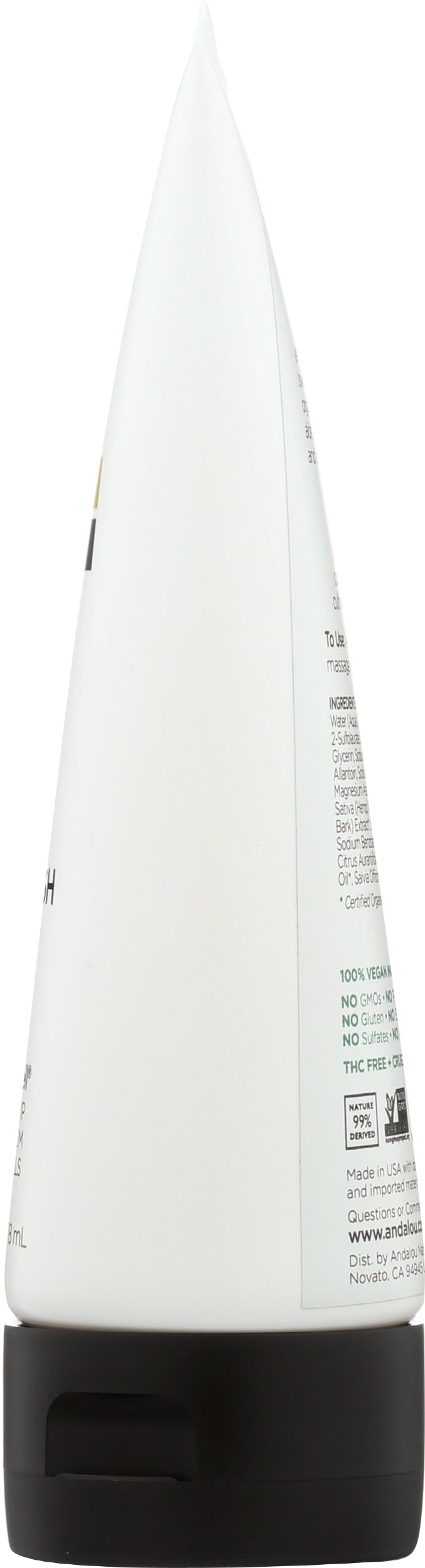 Andalou Naturals bottle next to a ruler showing the 6 ounce scale