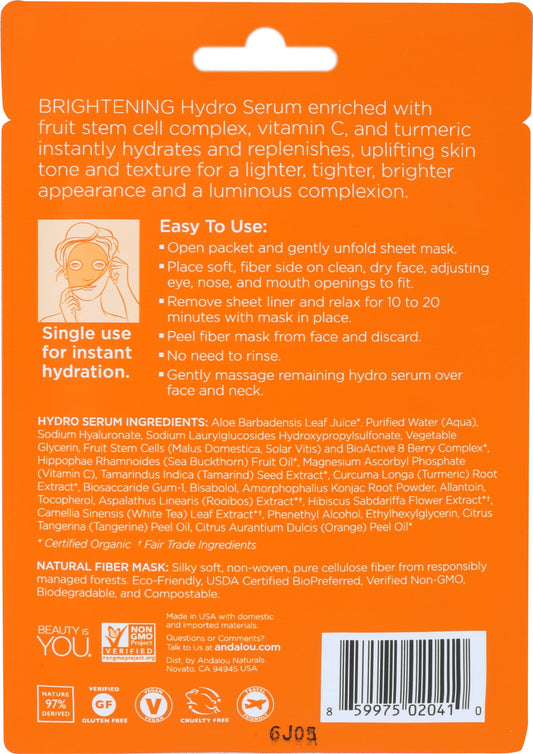Andalou Naturals open sheet mask texture highlighting hydrating serum