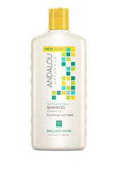 Andalou Naturals front bottle showing label and product benefit of glossy shine