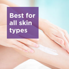 Andalou Naturals creamy lotion spread on skin, hydrates without greasy feel