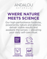 Andalou Naturals bottle on nightstand suggesting daily morning and evening use
