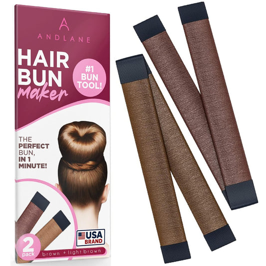 Andlane bun maker front view showing both brown shades and styling versatility