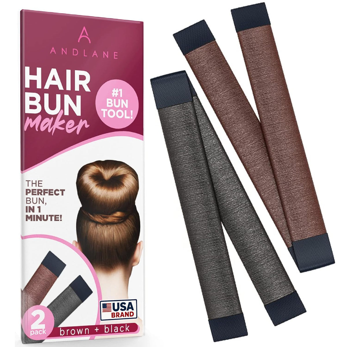 Andlane front product view showing both black and brown pieces and quick styling benefit