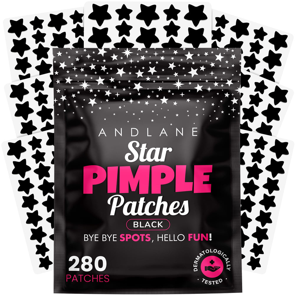 Andlane front packaging showing star pimple patches and contents for convenience