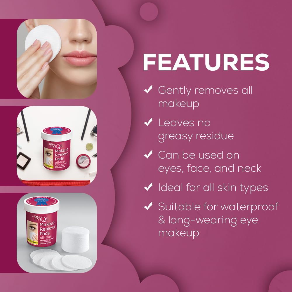 ANDREA pad removing waterproof mascara, gentle removal with no residue