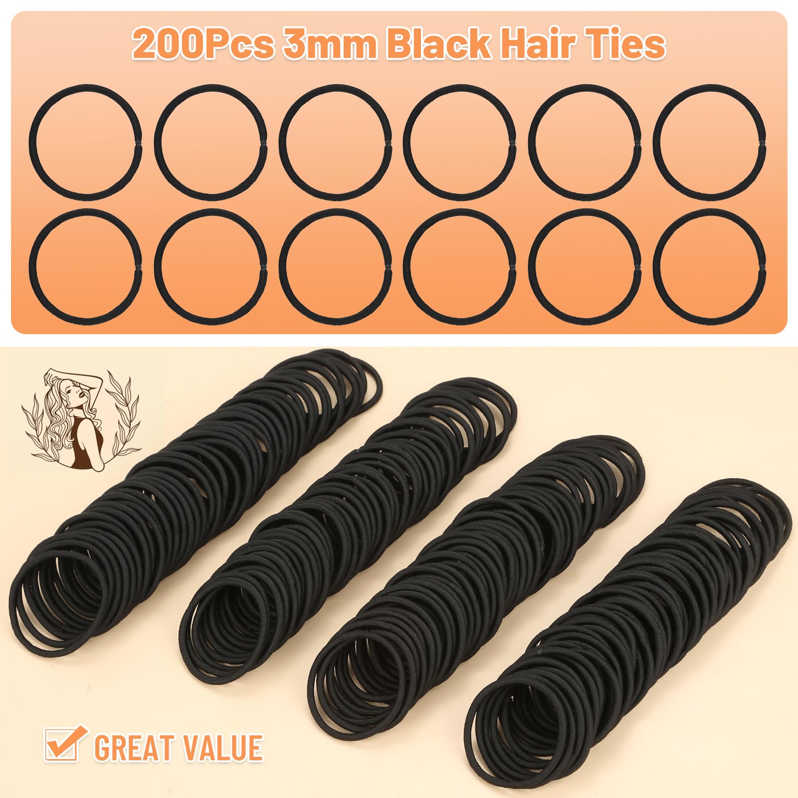 anezus detail seamless loop with no metal for gentle hair care