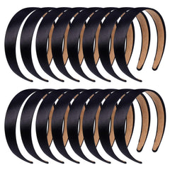 anezus front pack of 16 black satin headbands showing value and style