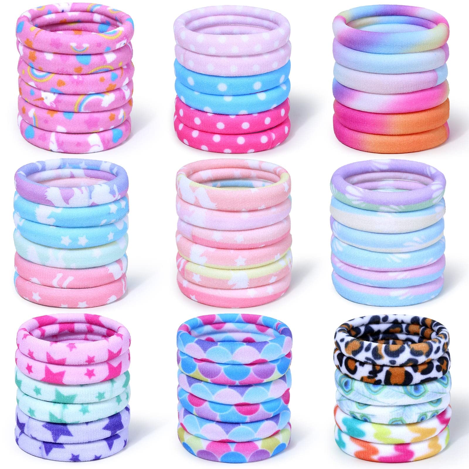 anezus front packaging showing 54 colorful hair ties and value set