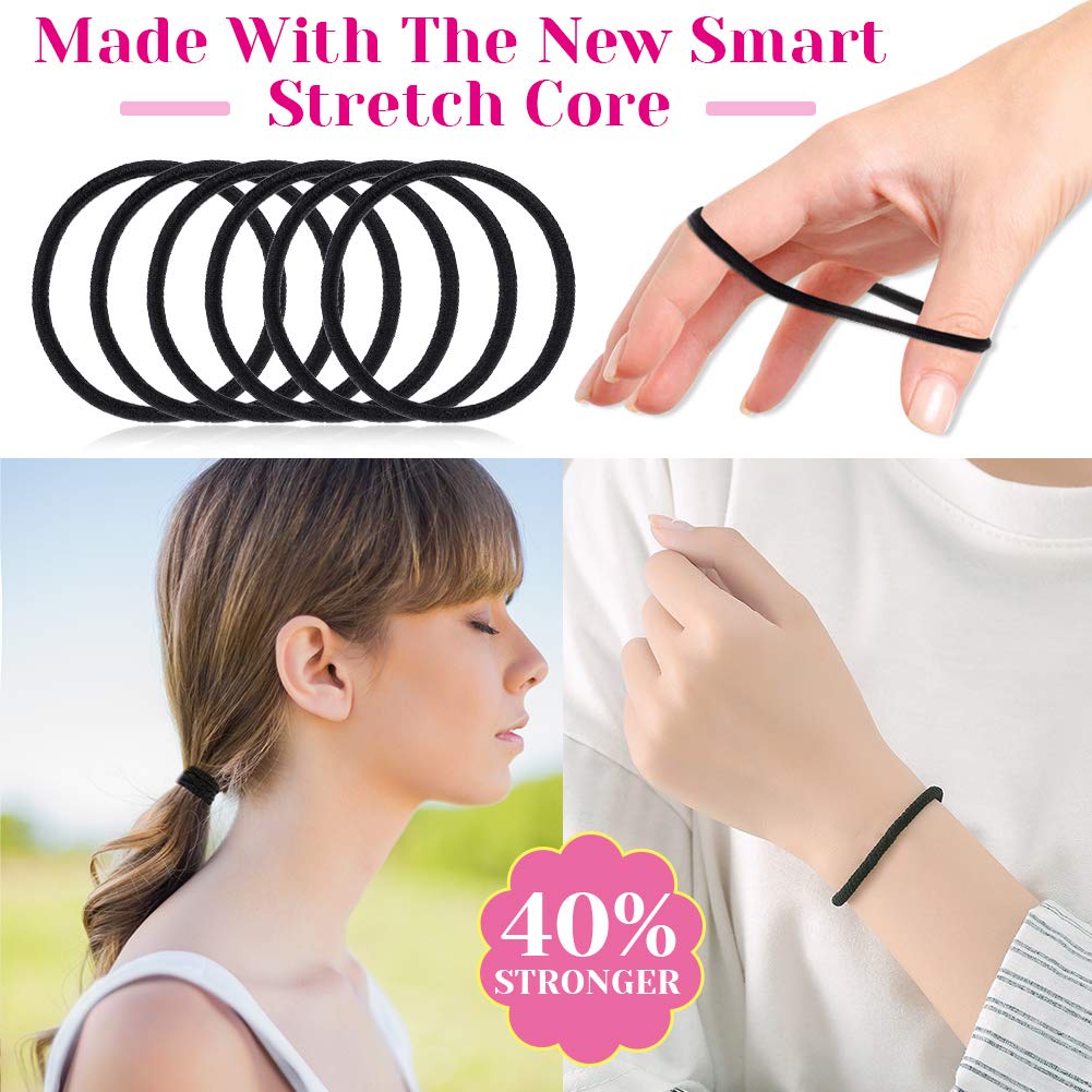 anezus black elastic holding ponytail showing discreet, secure hold