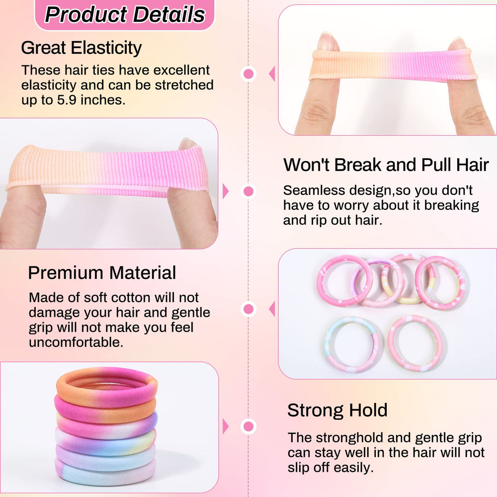 anezus hair ties next to hand showing compact size and quantity