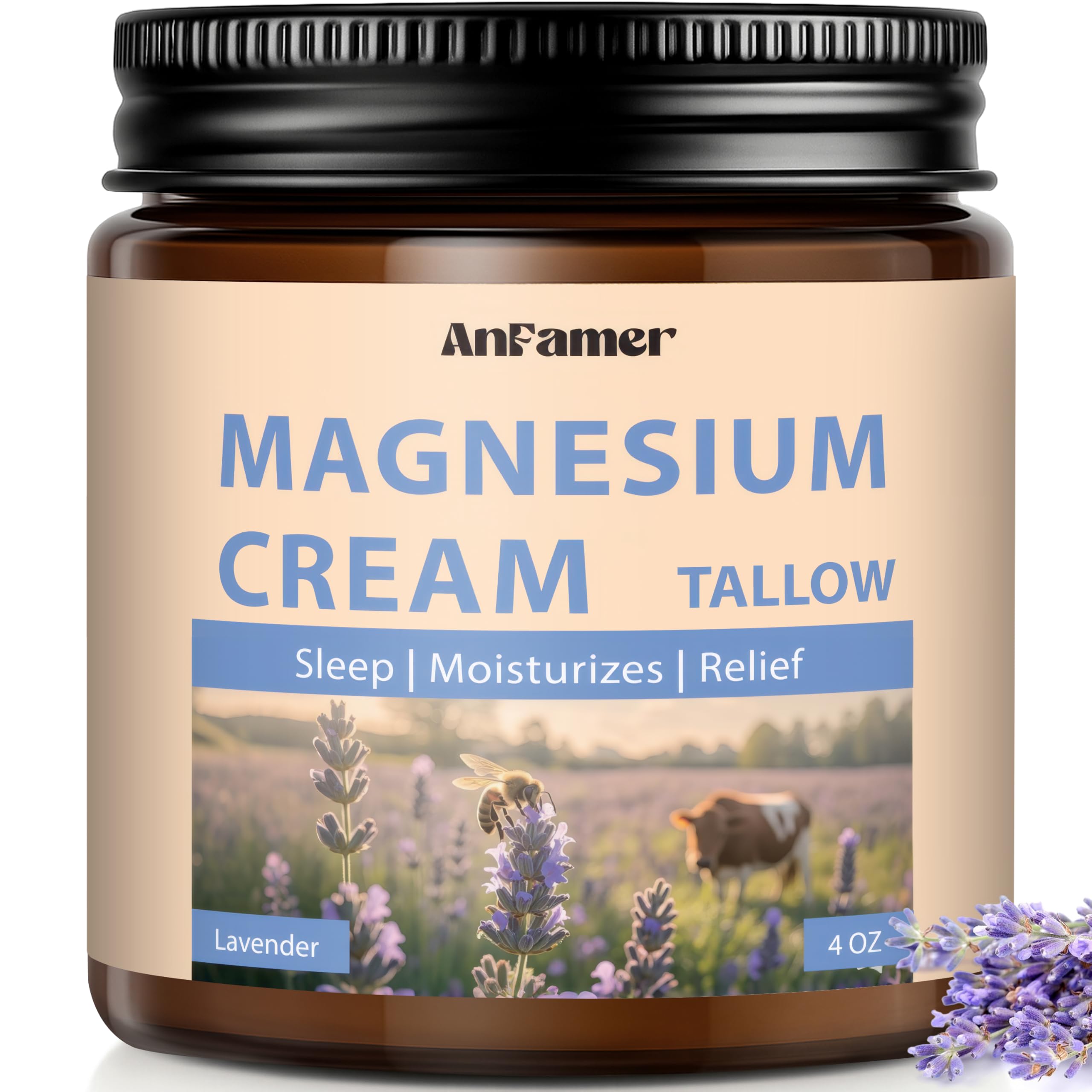 AnFamer front bottle showing label and lavender scent for nighttime relaxation