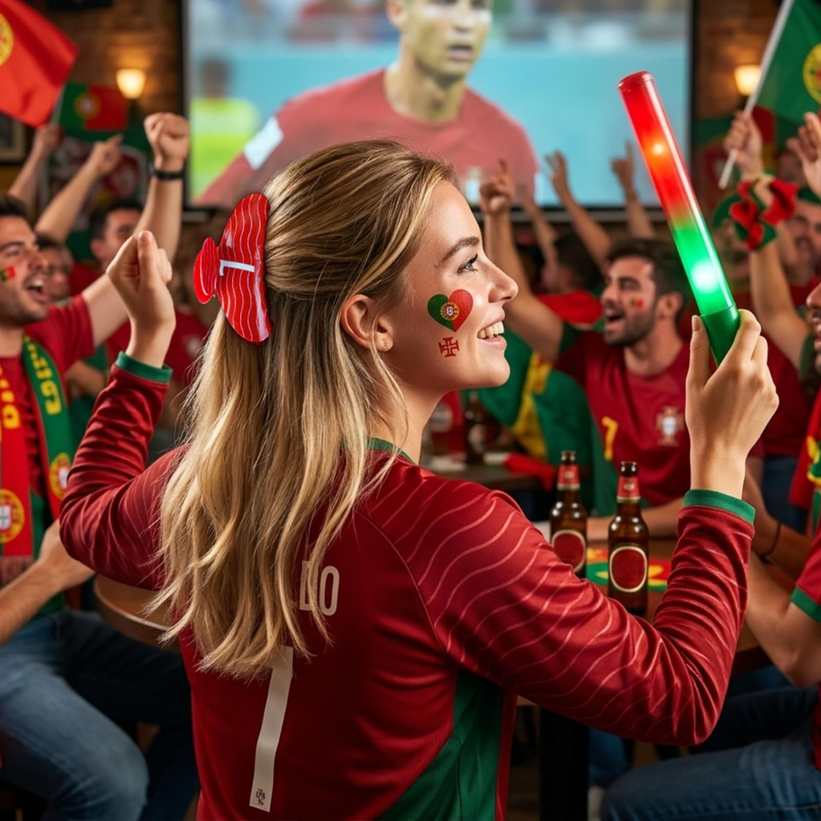 ANFONG complete fan set at a watch party demonstrating coordinated look