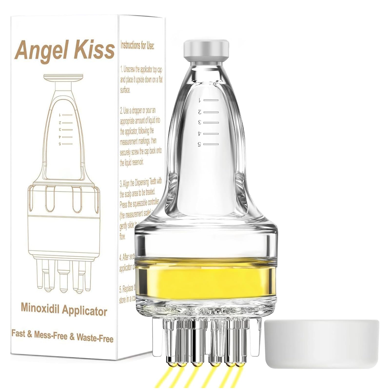 Angel Kiss applicator bottle front view showing compact design and precise dosing benefit